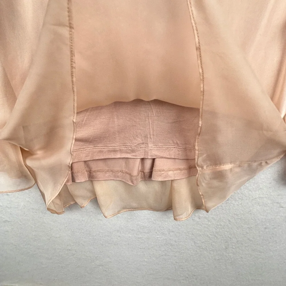 Soft Surroundings Blouse Womens Medium Silk Tiered Ruffle Sleeve - Picture 8 of 11